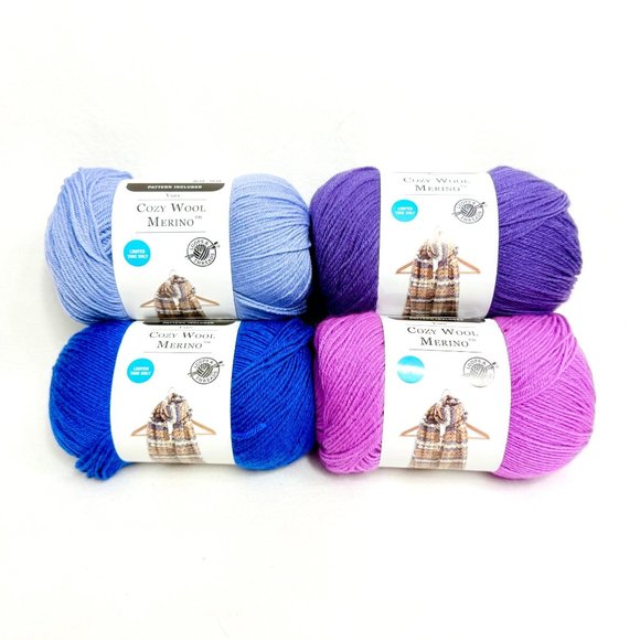 Cozy Wool Merino Yarn Skeins by Loops & Threads - Four Color Lot - Picture 1 of 10